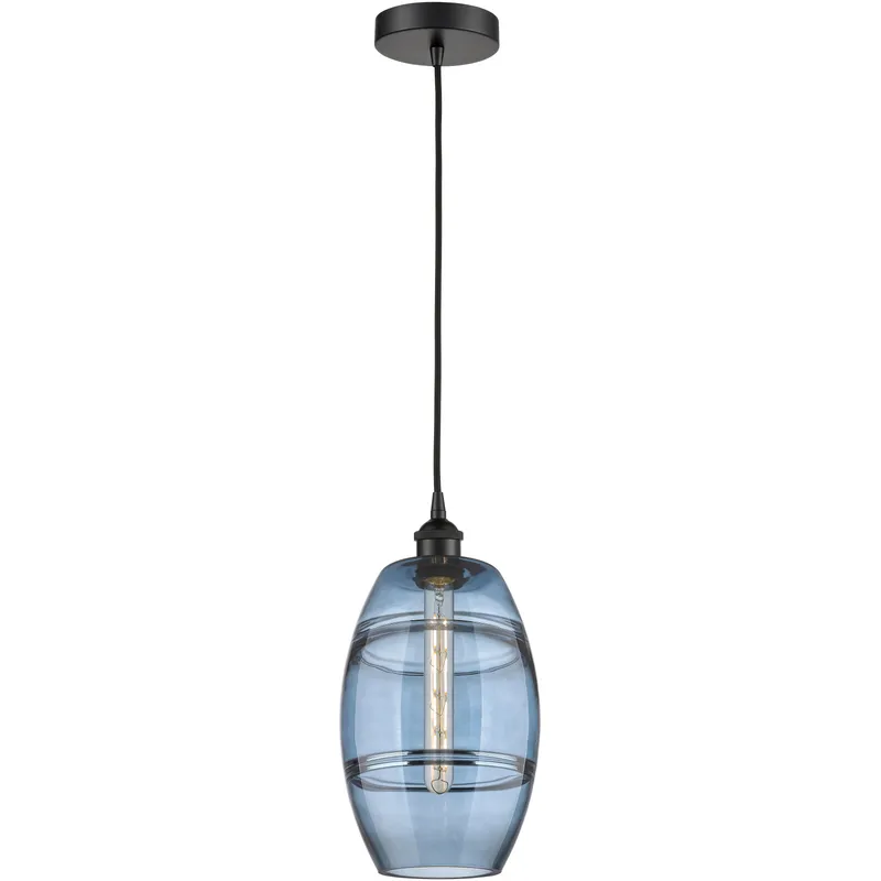 Edison Vaz 1 Light 8 inch Matte Black Cord Hung Mini Pendant Ceiling Light