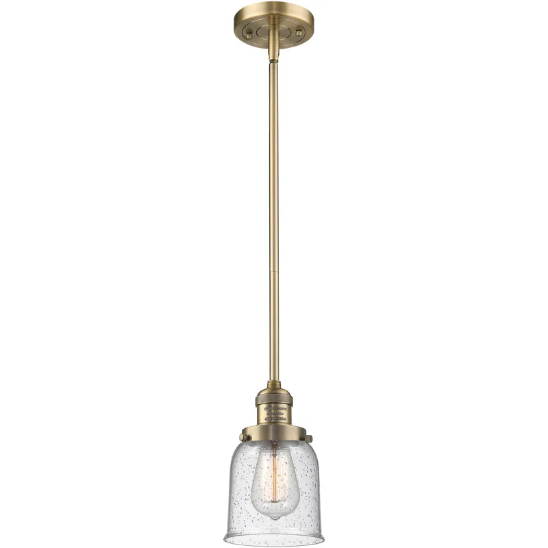 Franklin Restoration Bell 1 Light 5 inch Brushed Brass Mini Pendant Ceiling Light in Incandescent, Seedy, Franklin Restoration