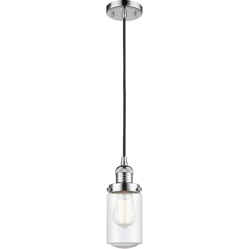 Franklin Restoration Dover LED 5 inch Polished Chrome Mini Pendant Ceiling Light in Seedy Glass, Franklin Restoration