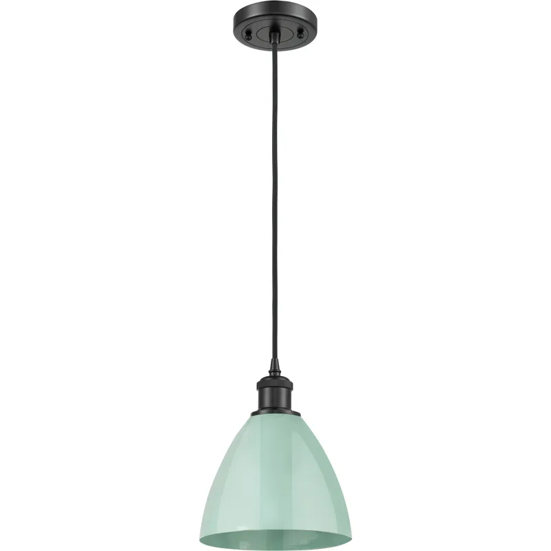 Ballston Plymouth Dome 1 Light 8 inch Matte Black Mini Pendant Ceiling Light in Matte Seafoam