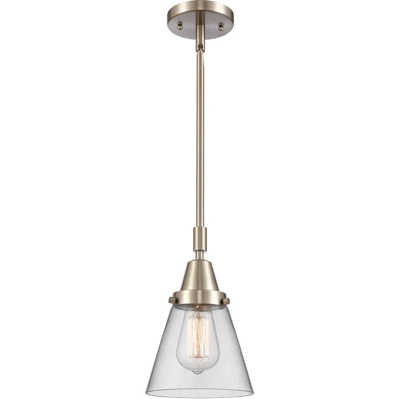 Franklin Restoration Small Cone LED 6 inch Brushed Satin Nickel Mini Pendant Ceiling Light in Clear Glass
