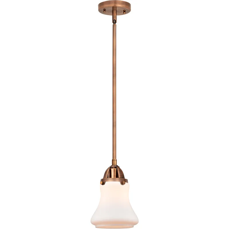 Nouveau 2 Bellmont 1 Light 6 inch Antique Copper Mini Pendant Ceiling Light in Matte White Glass