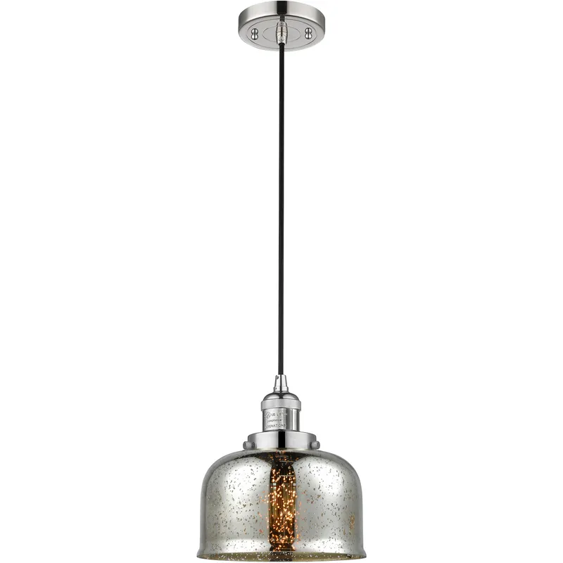 Franklin Restoration Bell 1 Light 8 inch Polished Nickel Mini Pendant Ceiling Light in Incandescent, Silver Plated Mercury, Franklin Restoration