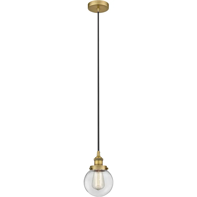 Edison Beacon LED 6 inch Brushed Brass Mini Pendant Ceiling Light
