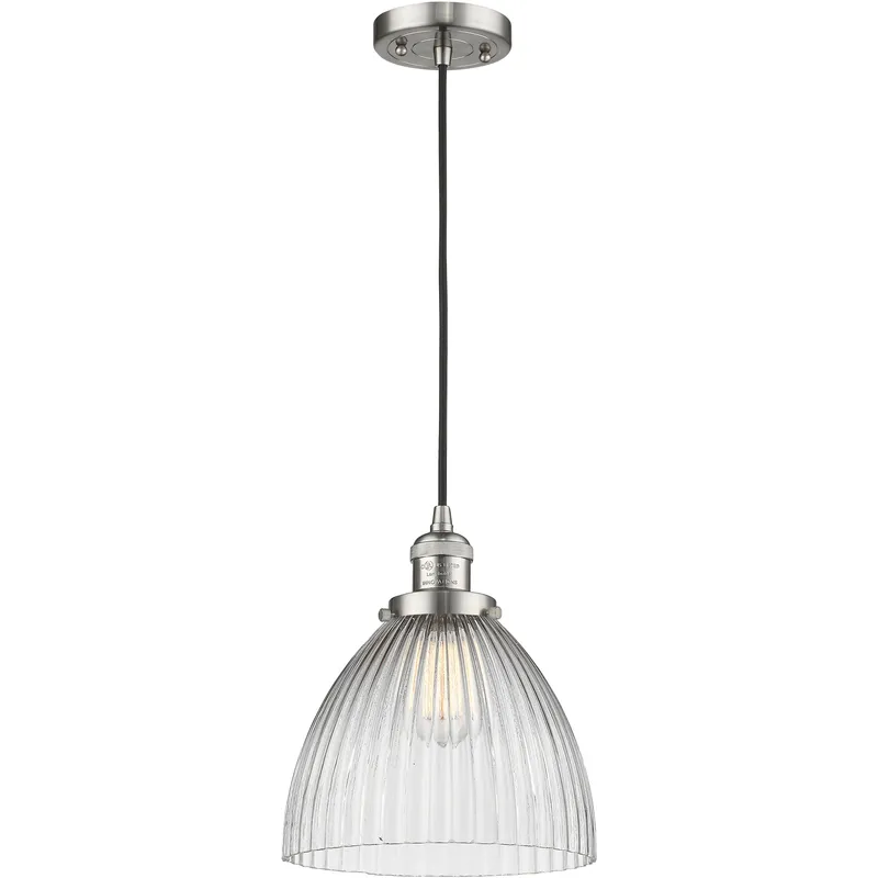 Franklin Restoration Seneca Falls LED 9.5 inch Brushed Satin Nickel Mini Pendant Ceiling Light, Franklin Restoration
