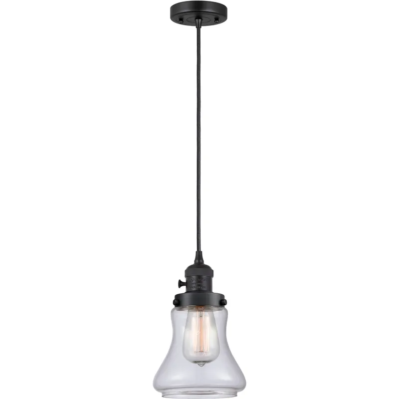 Franklin Restoration Bellmont LED 6.25 inch Matte Black Mini Pendant Ceiling Light in Clear