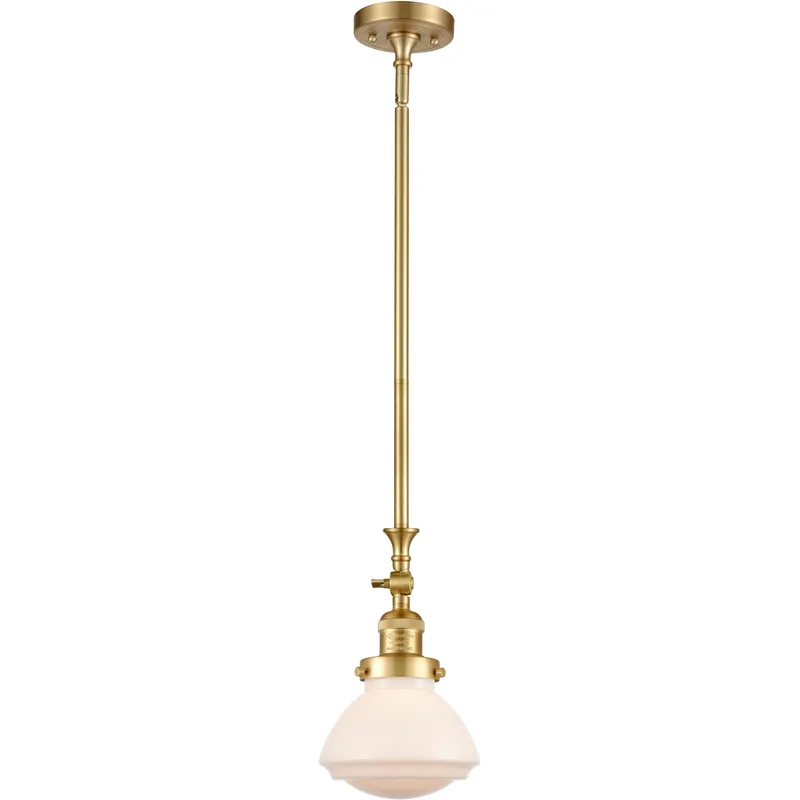 Franklin Restoration Olean LED 6.75 inch Satin Gold Mini Pendant Ceiling Light in Matte White, Franklin Restoration