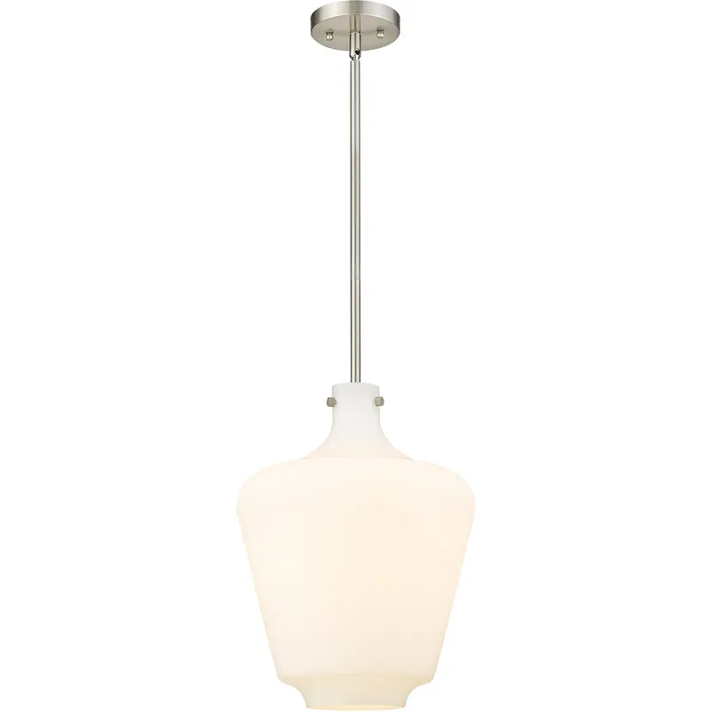 Lowell 1 Light 12 inch Brushed Satin Nickel Mini Pendant Ceiling Light in Matte White Glass