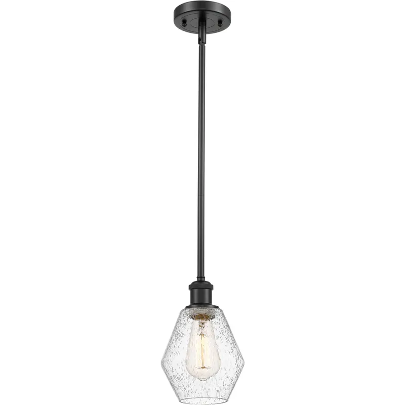 Ballston Cindyrella LED 6 inch Matte Black Mini Pendant Ceiling Light in Seedy Glass