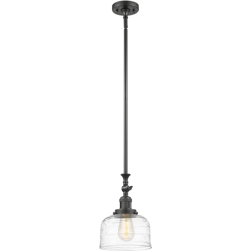 Franklin Restoration Bell LED 8 inch Oil Rubbed Bronze Mini Pendant Ceiling Light in Clear Deco Swirl