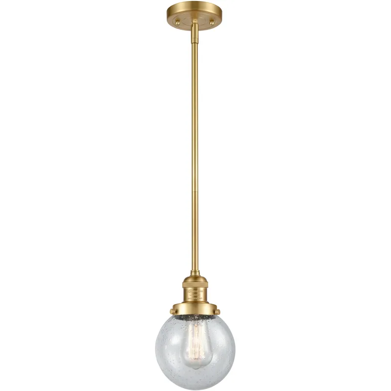 Franklin Restoration Beacon LED 6 inch Satin Gold Mini Pendant Ceiling Light in Seedy, Franklin Restoration