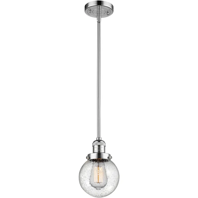 Franklin Restoration Beacon 1 Light 6 inch Polished Chrome Mini Pendant Ceiling Light in Incandescent, Seedy, Franklin Restoration