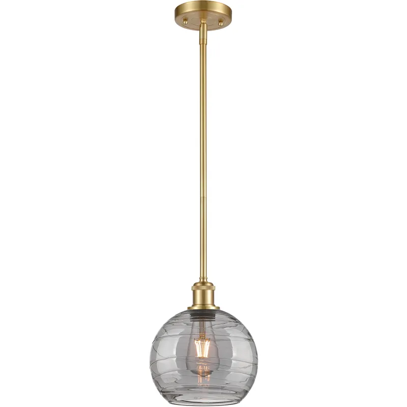 Ballston Athens Deco Swirl 1 Light 8 inch Satin Gold Stem Hung Mini Pendant Ceiling Light
