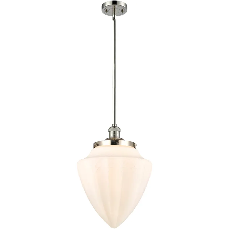 Franklin Restoration Bullet 1 Light 12 inch Polished Nickel Mini Pendant Ceiling Light in Incandescent, Matte White