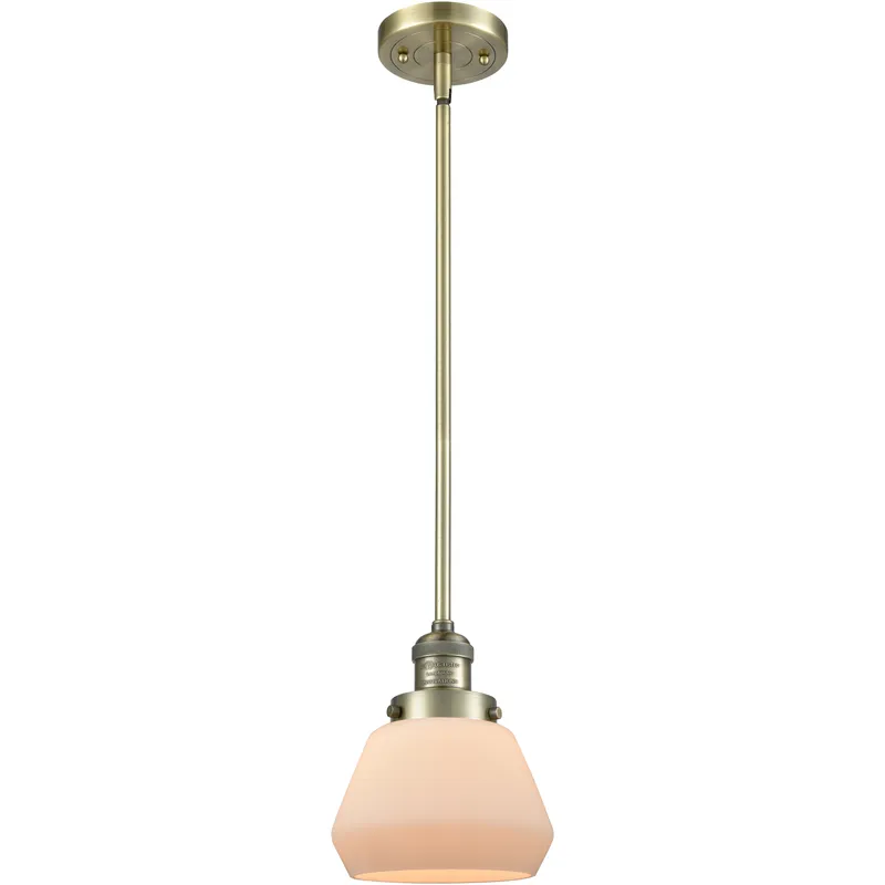 Franklin Restoration Fulton LED 7 inch Antique Brass Mini Pendant Ceiling Light in Matte White, Franklin Restoration