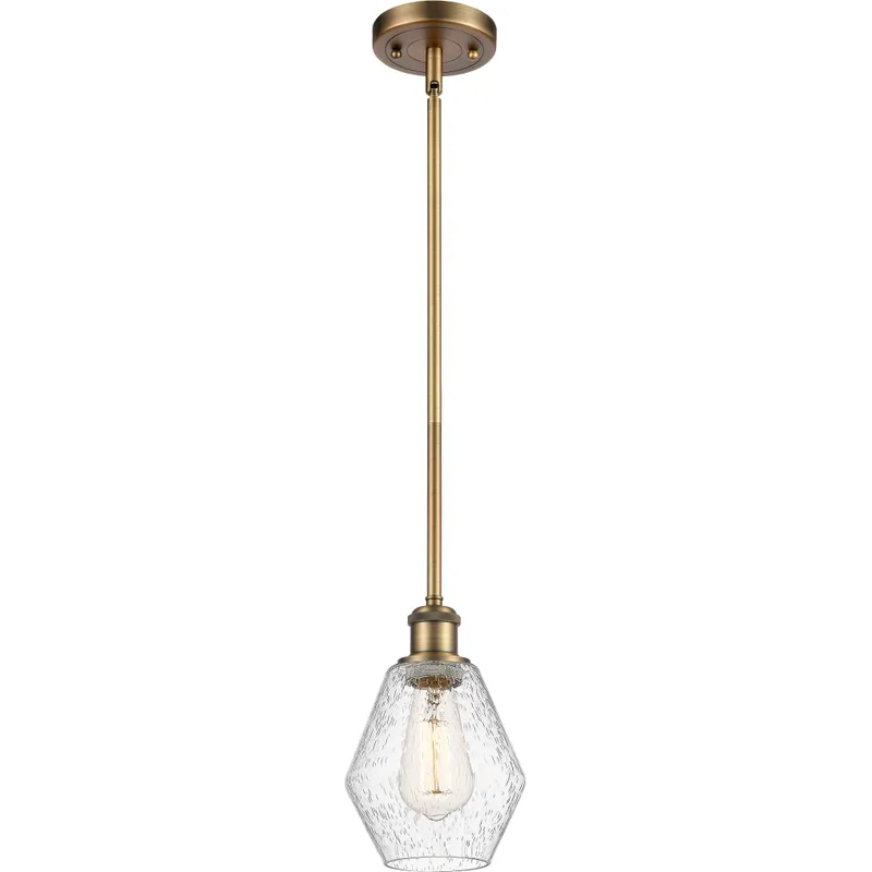 Ballston Cindyrella LED 6 inch Brushed Brass Mini Pendant Ceiling Light in Seedy Glass