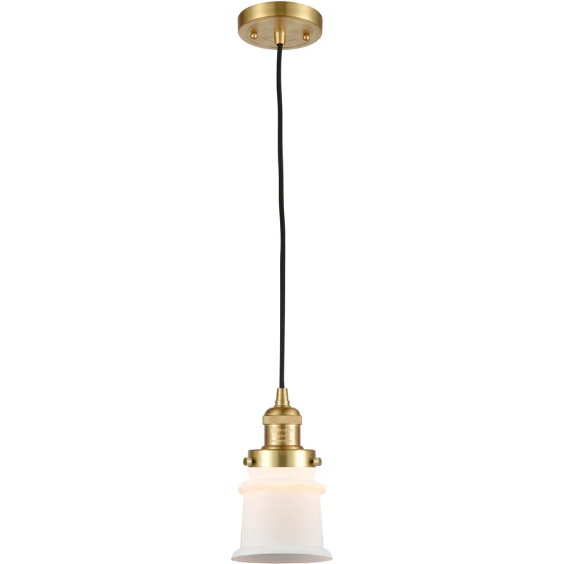 Franklin Restoration Canton LED 6 inch Satin Gold Mini Pendant Ceiling Light in Matte White, Franklin Restoration