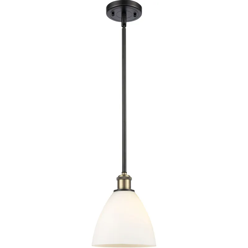 Ballston Dome LED 7.5 inch Black Antique Brass Mini Pendant Ceiling Light in Matte White Glass