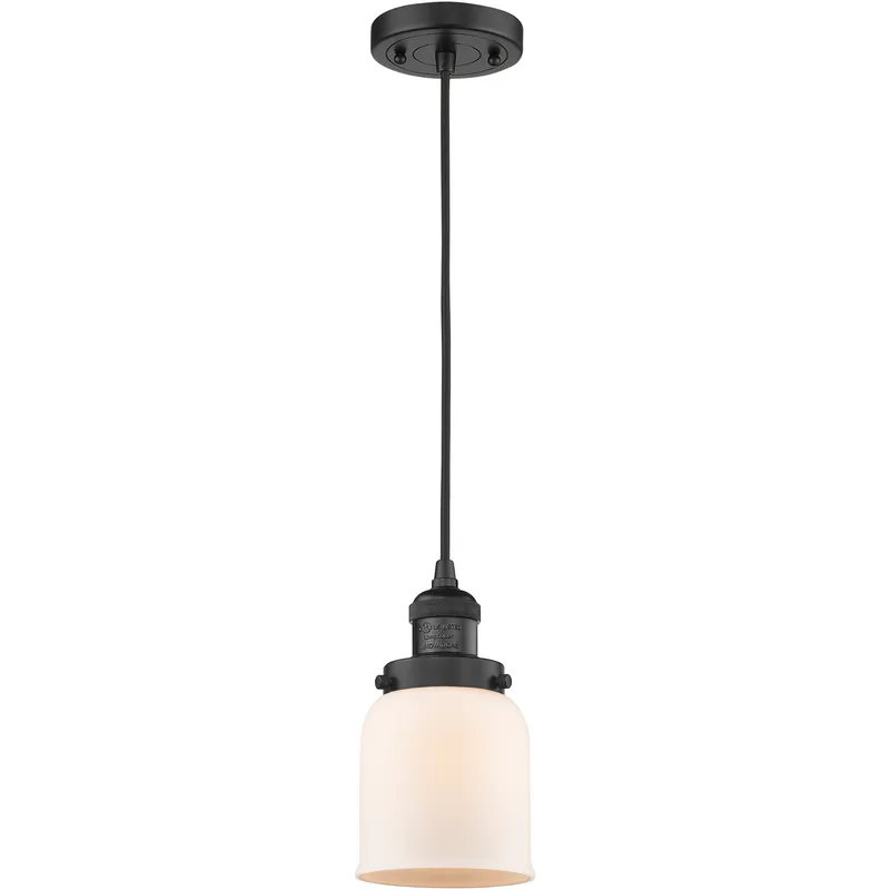 Franklin Restoration Bell LED 5 inch Matte Black Mini Pendant Ceiling Light in Matte White, Franklin Restoration