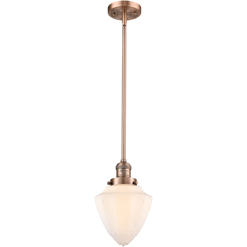 Franklin Restoration Bullet 1 Light 7 inch Antique Copper Mini Pendant Ceiling Light in Incandescent, Matte White