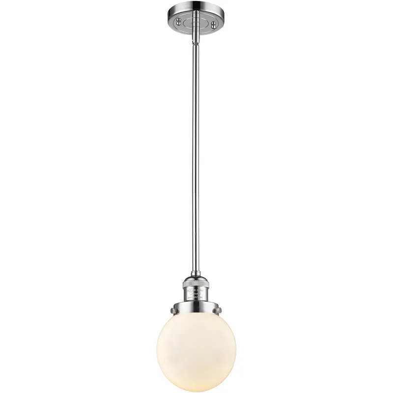 Franklin Restoration Beacon 1 Light 6 inch Polished Chrome Mini Pendant Ceiling Light in Incandescent, Matte White, Franklin Restoration