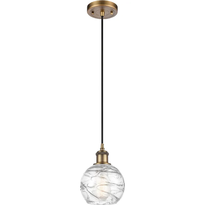 Ballston Small Deco Swirl LED 6 inch Brushed Brass Mini Pendant Ceiling Light in Black Textured, Ballston