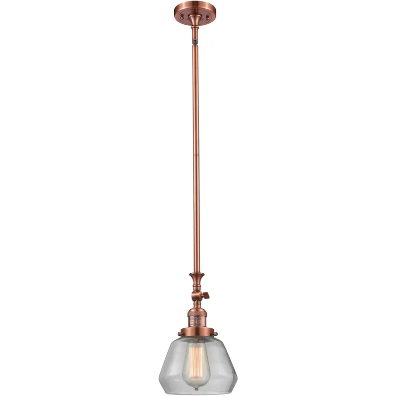 Franklin Restoration Fulton LED 7 inch Antique Copper Mini Pendant Ceiling Light in Clear, Franklin Restoration