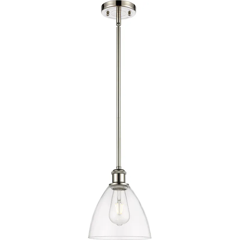 Ballston Dome LED 7.5 inch Polished Nickel Mini Pendant Ceiling Light in Clear Glass