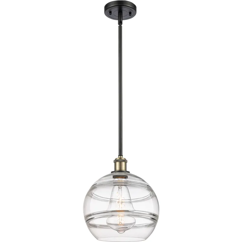 Ballston Rochester 1 Light 10 inch Black Antique Brass Stem Hung Mini Pendant Ceiling Light