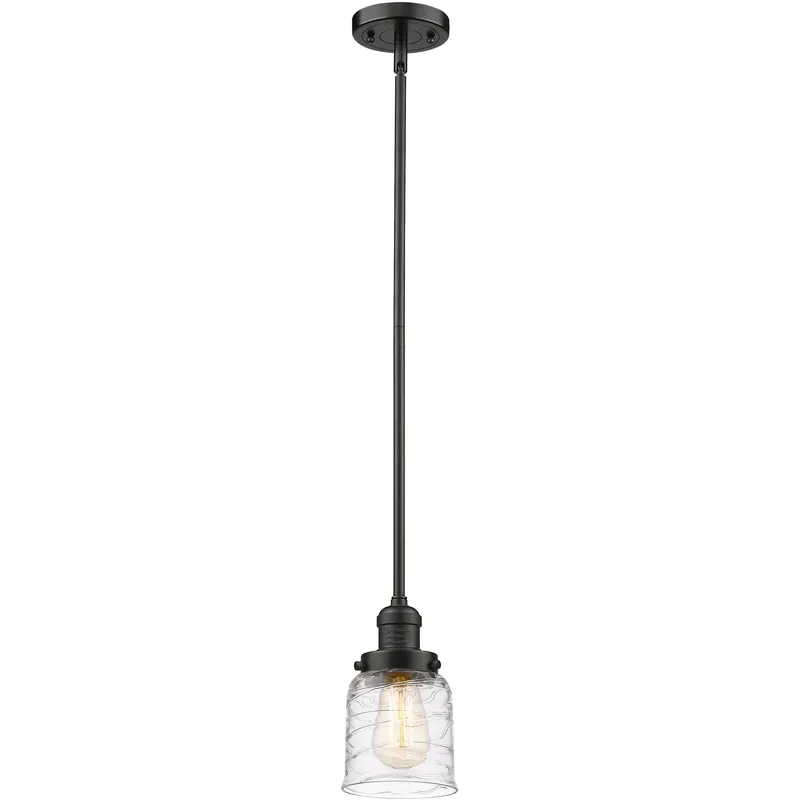 Franklin Restoration Bell 1 Light 5 inch Oil Rubbed Bronze Mini Pendant Ceiling Light in Incandescent, Deco Swirl