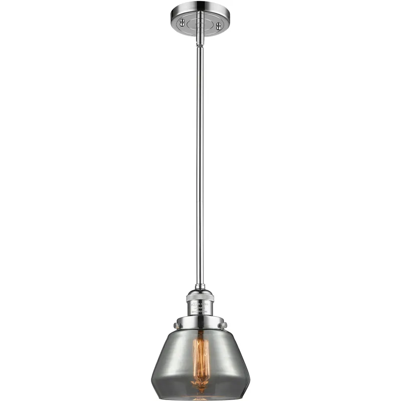 Franklin Restoration Fulton 1 Light 7 inch Polished Chrome Mini Pendant Ceiling Light in Bulb Not Included, Light Smoke Glass, Franklin Restoration