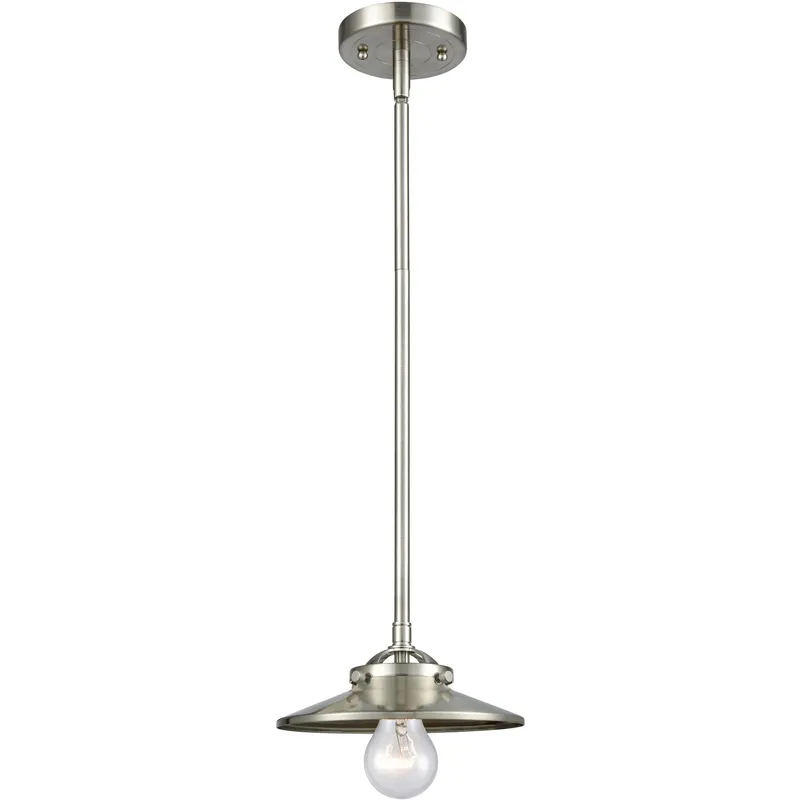 Nouveau Railroad 1 Light 8 inch Brushed Satin Nickel Mini Pendant Ceiling Light in Incandescent, Nouveau