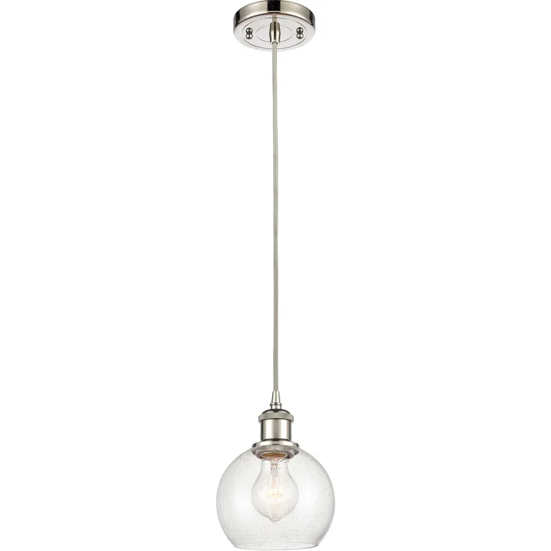 Ballston Athens 1 Light 6 inch Polished Nickel Mini Pendant Ceiling Light in Seedy Glass