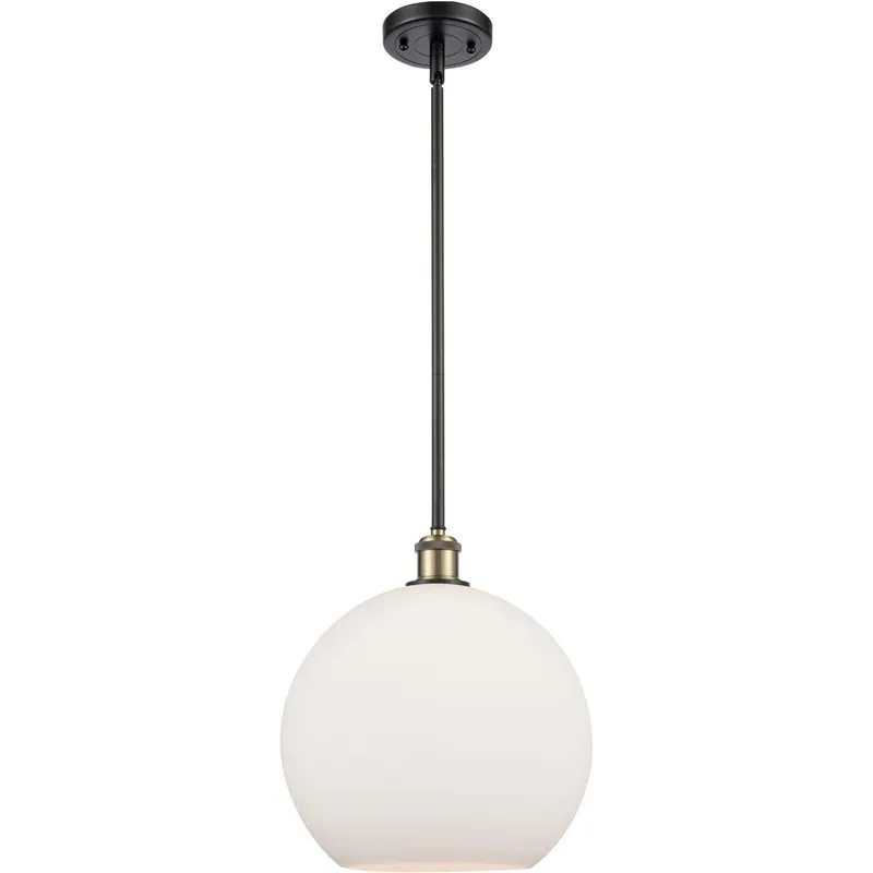 Ballston Athens 1 Light 11.75 inch Black Antique Brass Mini Pendant Ceiling Light in Matte White Glass