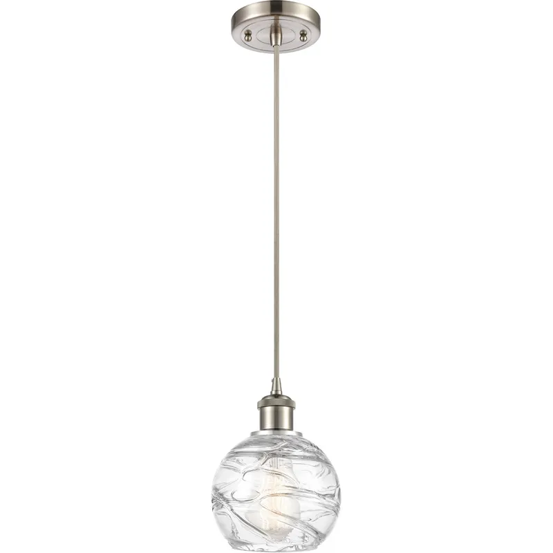 Ballston Small Deco Swirl LED 6 inch Brushed Satin Nickel Mini Pendant Ceiling Light in Silver, Ballston