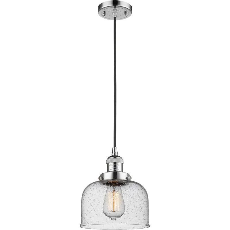 Franklin Restoration Bell LED 8 inch Polished Chrome Mini Pendant Ceiling Light in Seedy, Franklin Restoration