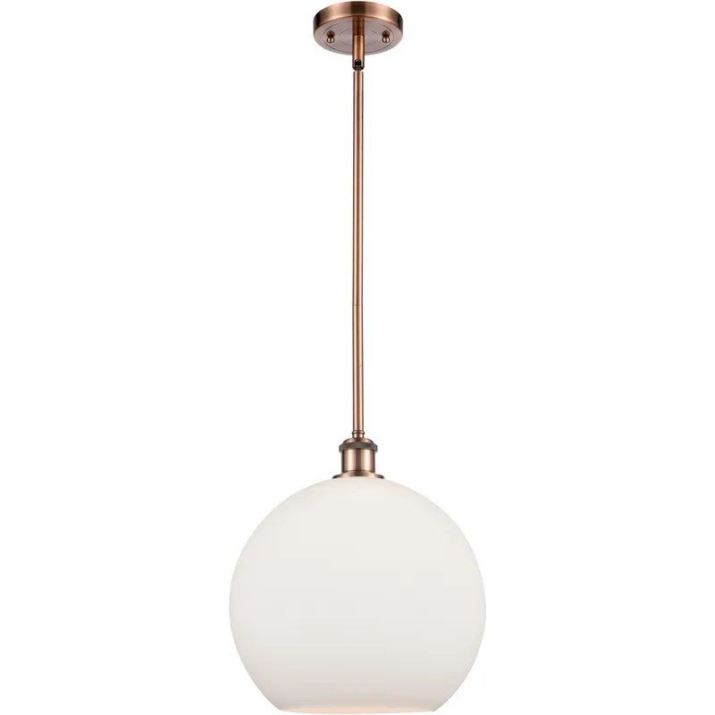 Ballston Athens 1 Light 12 inch Antique Copper Mini Pendant Ceiling Light in Matte White Glass