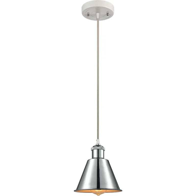 Ballston Smithfield 1 Light 7 inch White and Polished Chrome Mini Pendant Ceiling Light, Ballston