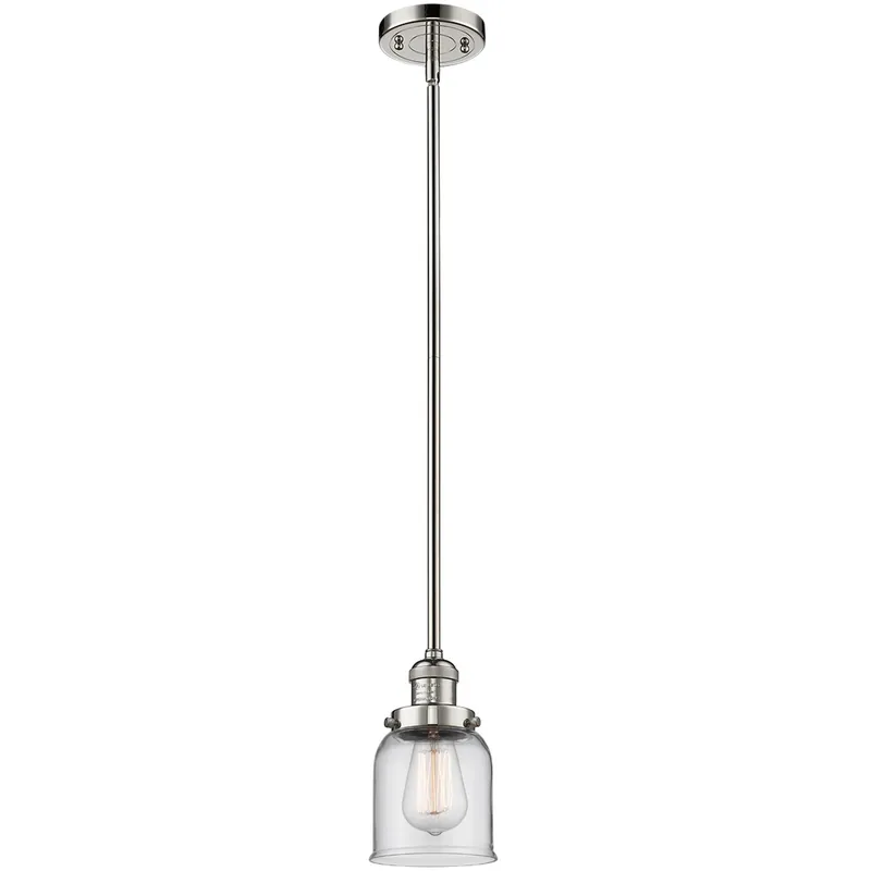 Franklin Restoration Bell LED 5 inch Polished Nickel Mini Pendant Ceiling Light in Clear, Franklin Restoration