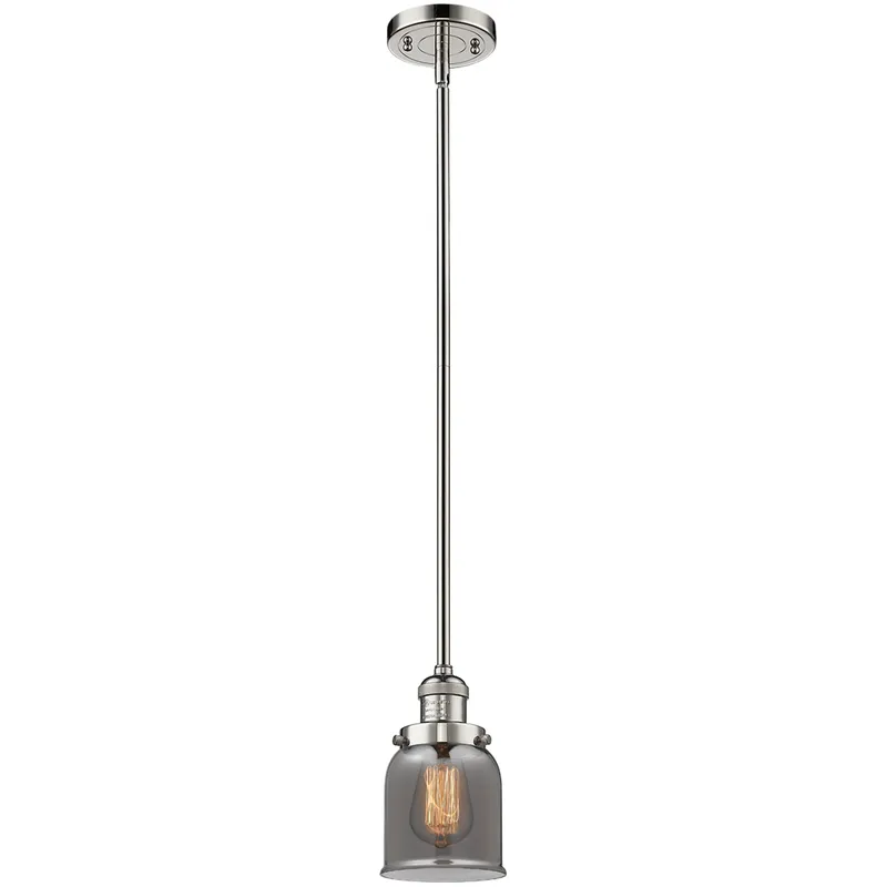 Franklin Restoration Bell LED 5 inch Polished Nickel Mini Pendant Ceiling Light in Light Smoke Glass, Franklin Restoration