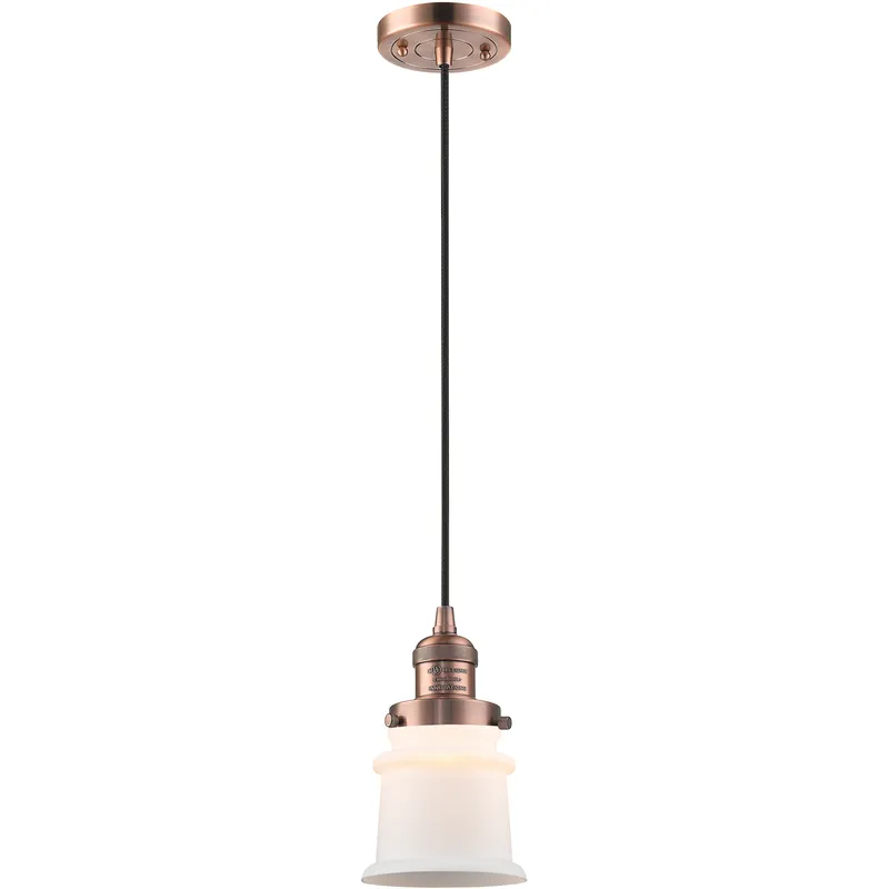 Franklin Restoration Canton LED 6 inch Antique Copper Mini Pendant Ceiling Light in Matte White, Franklin Restoration