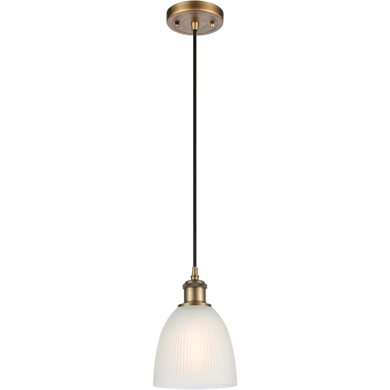 Ballston Castile 1 Light 6 inch Brushed Brass Mini Pendant Ceiling Light in White Glass, Ballston