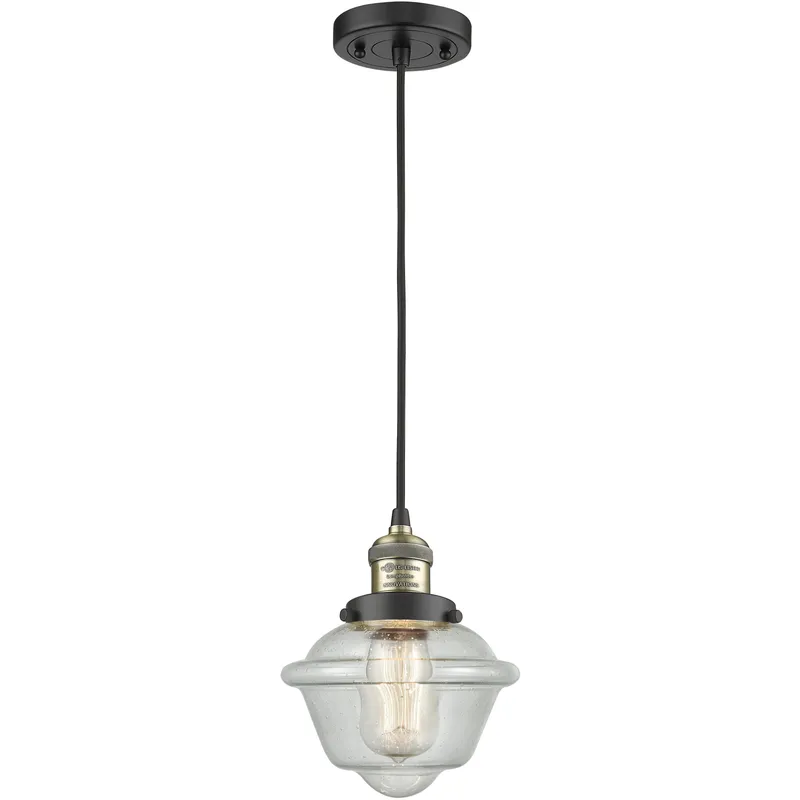 Franklin Restoration Oxford 1 Light 7.5 inch Black Antique Brass Mini Pendant Ceiling Light in Incandescent, Seedy, Franklin Restoration