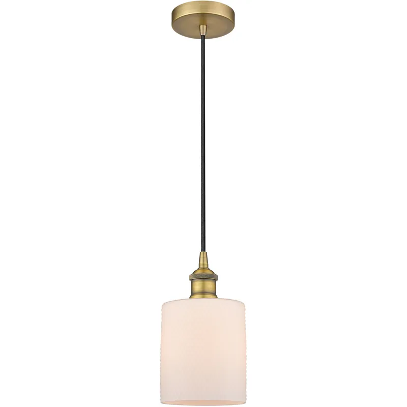Edison Cobbleskill LED 5 inch Brushed Brass Mini Pendant Ceiling Light