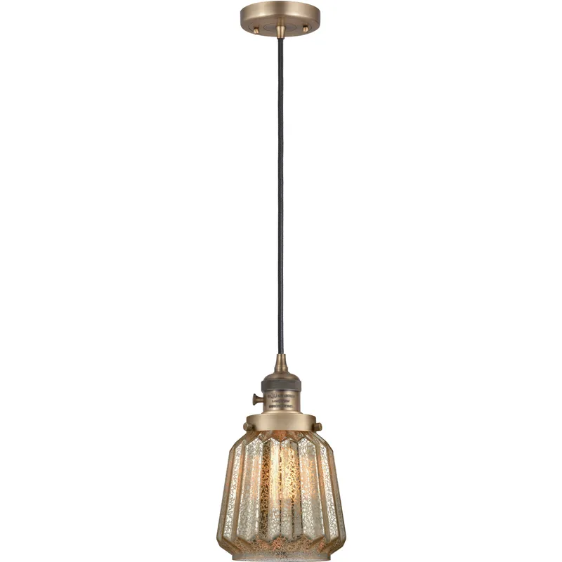 Franklin Restoration Chatham 1 Light 6 inch Brushed Brass Mini Pendant Ceiling Light in Incandescent, Mercury