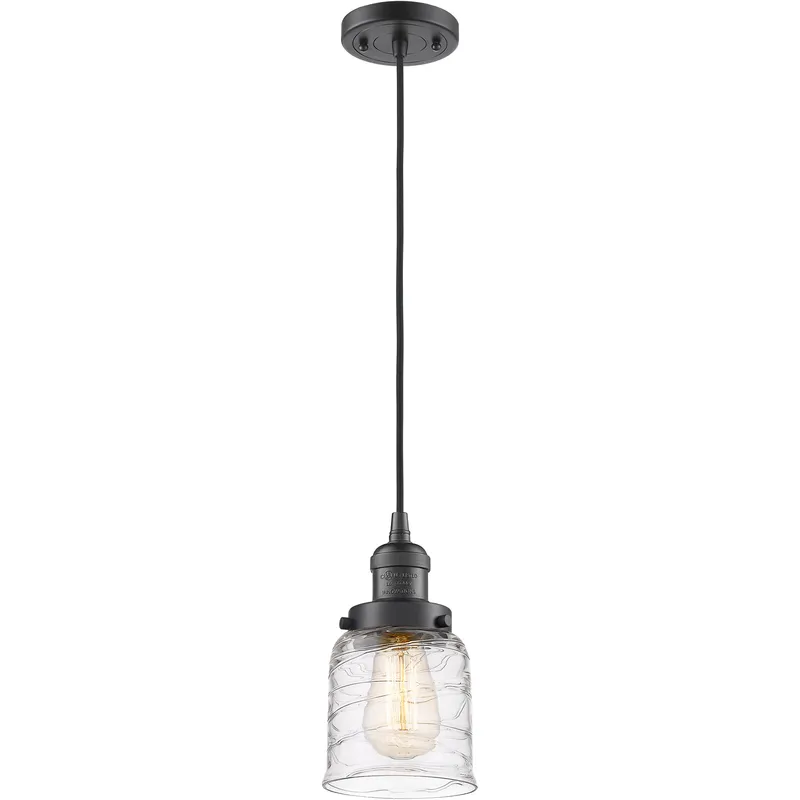 Franklin Restoration Bell 1 Light 5 inch Oil Rubbed Bronze Mini Pendant Ceiling Light in Incandescent, Deco Swirl