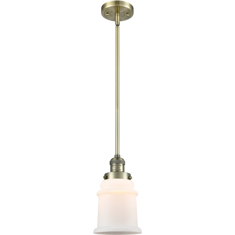 Franklin Restoration Canton LED 6.5 inch Antique Brass Mini Pendant Ceiling Light in Matte White, Franklin Restoration