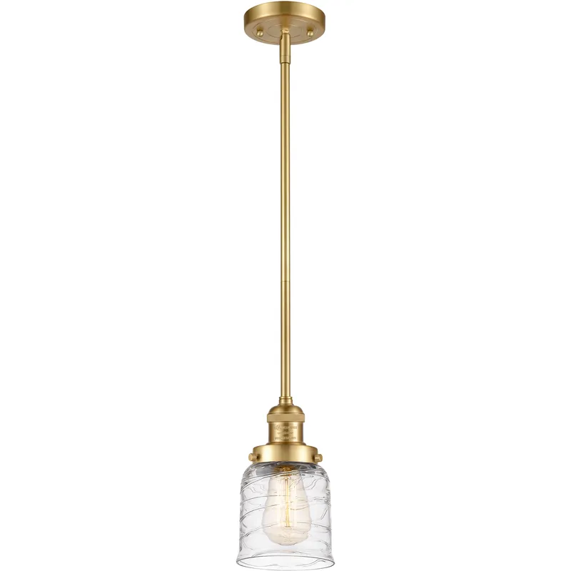 Franklin Restoration Bell LED 5 inch Satin Gold Mini Pendant Ceiling Light in Deco Swirl