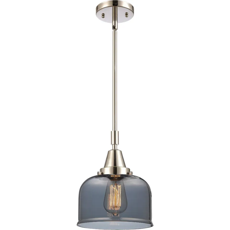 Franklin Restoration X-Large Bell LED 12 inch Polished Nickel Mini Pendant Ceiling Light in Plated Smoke Glass