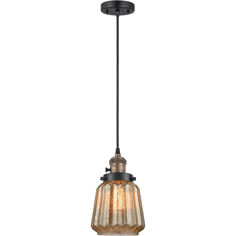 Franklin Restoration Chatham 1 Light 6 inch Black Antique Brass Mini Pendant Ceiling Light in Incandescent, Mercury
